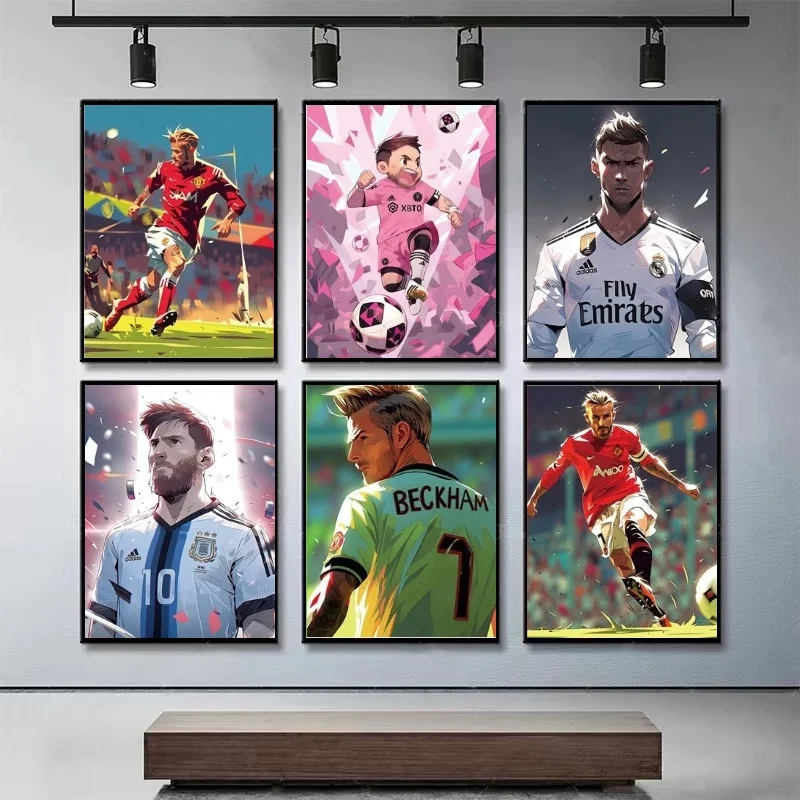 Anime Style Football Star Canvas Painting Posters Watercolor Stickers Bedroom Home Decor Friend children's Gift Art Paintings