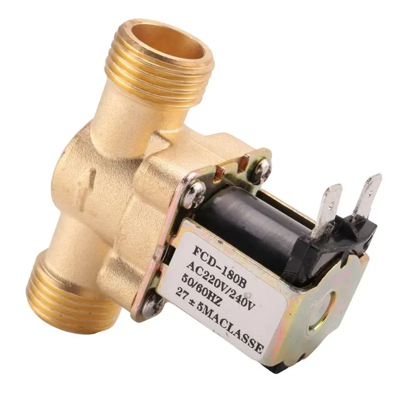 

2X 1/2 Inch Ac 220V Normally Closed Brass Electric Solenoid Magnetic Valve For Water Control Chemical Liquid Pumps