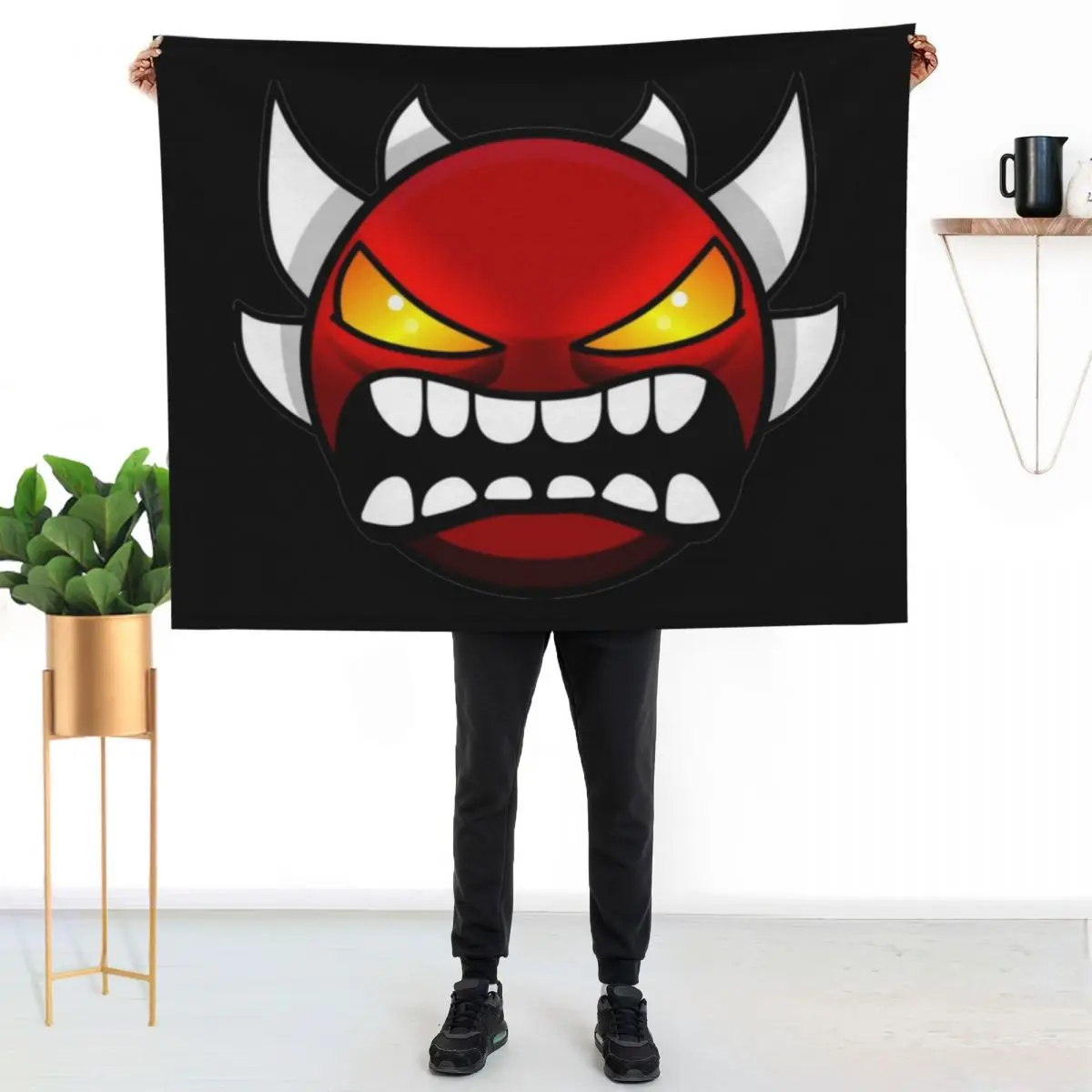 angry geometry dash Throw Blanket Sofa Throw warm for winter Sofa Polar Hair christmas decoration Blankets