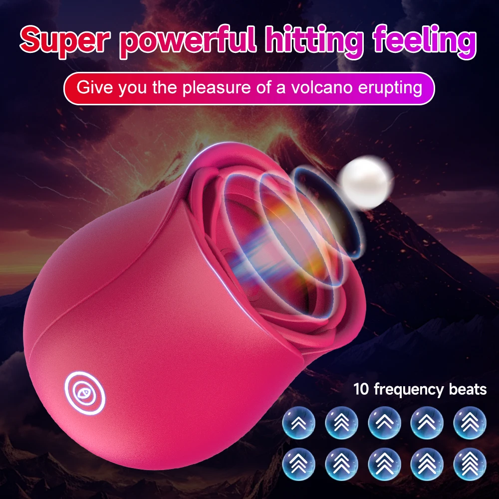 2 In 1 Detachable Rose Flower Sucking Beating Vibrator Nipple Clitoral Stimulator Powerful G-spot Vaginal Vibrator Sex Toys