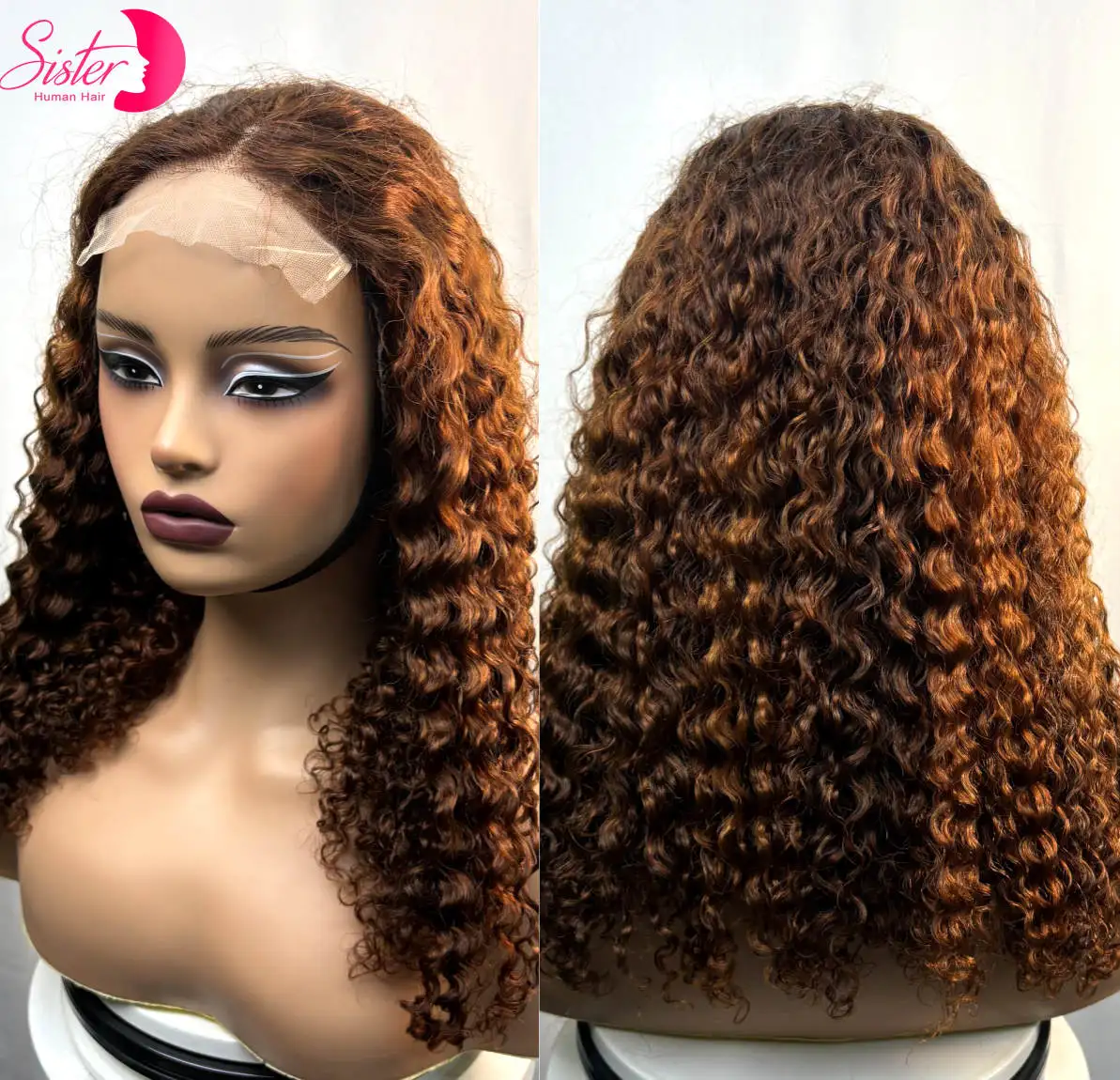 

250% Density 5x5 Lace Closure 4/30 Highlight Water Wave Human Hair Wigs 18" Deep Wave Curly Hair Wigs for Women PrePlucked Remy
