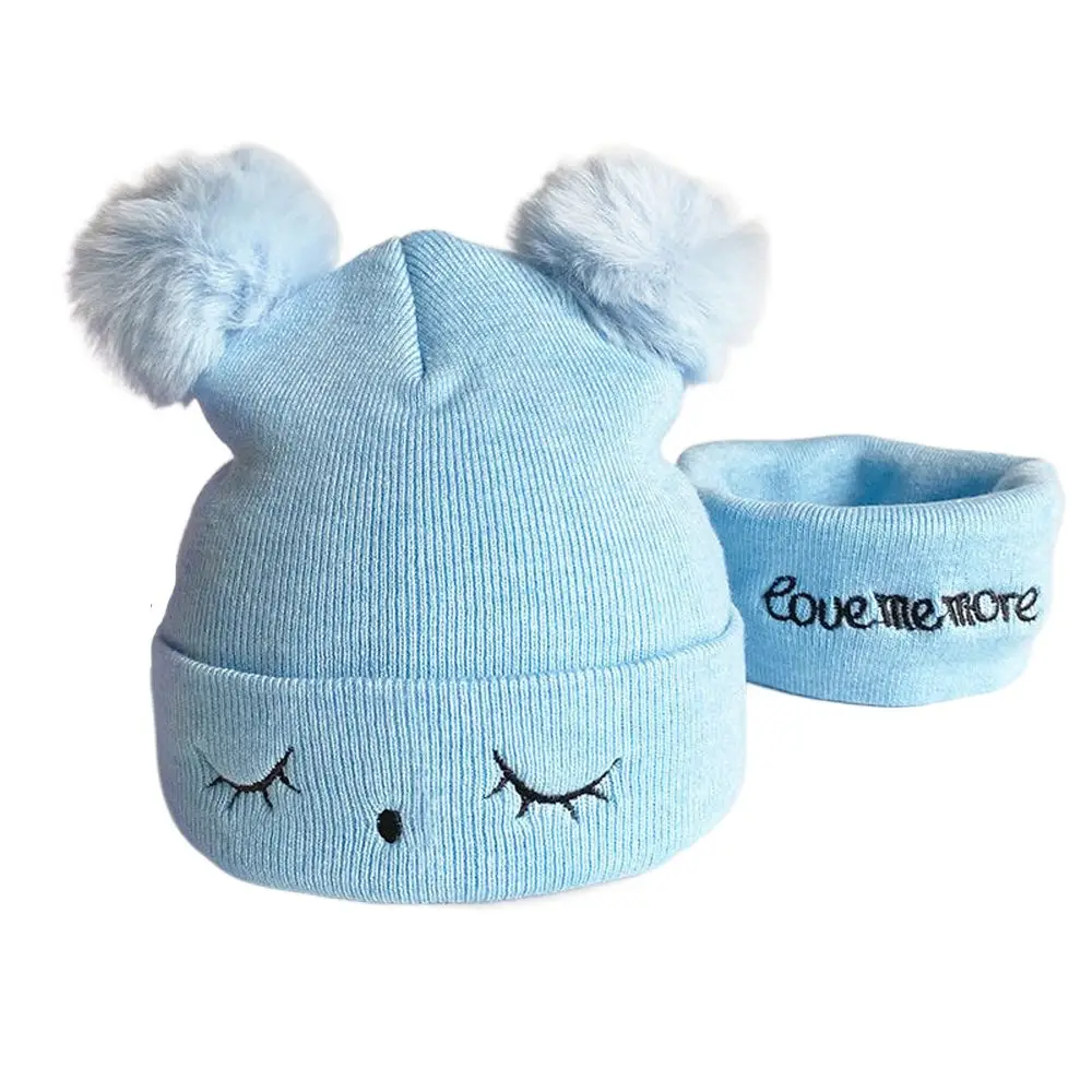 

Cute Autumn Winter Windproof Ears Knitted Wool Winter Hats Scarf Set Boy Girl Cap Infant Knitted Hat Lovely Beanie Hat