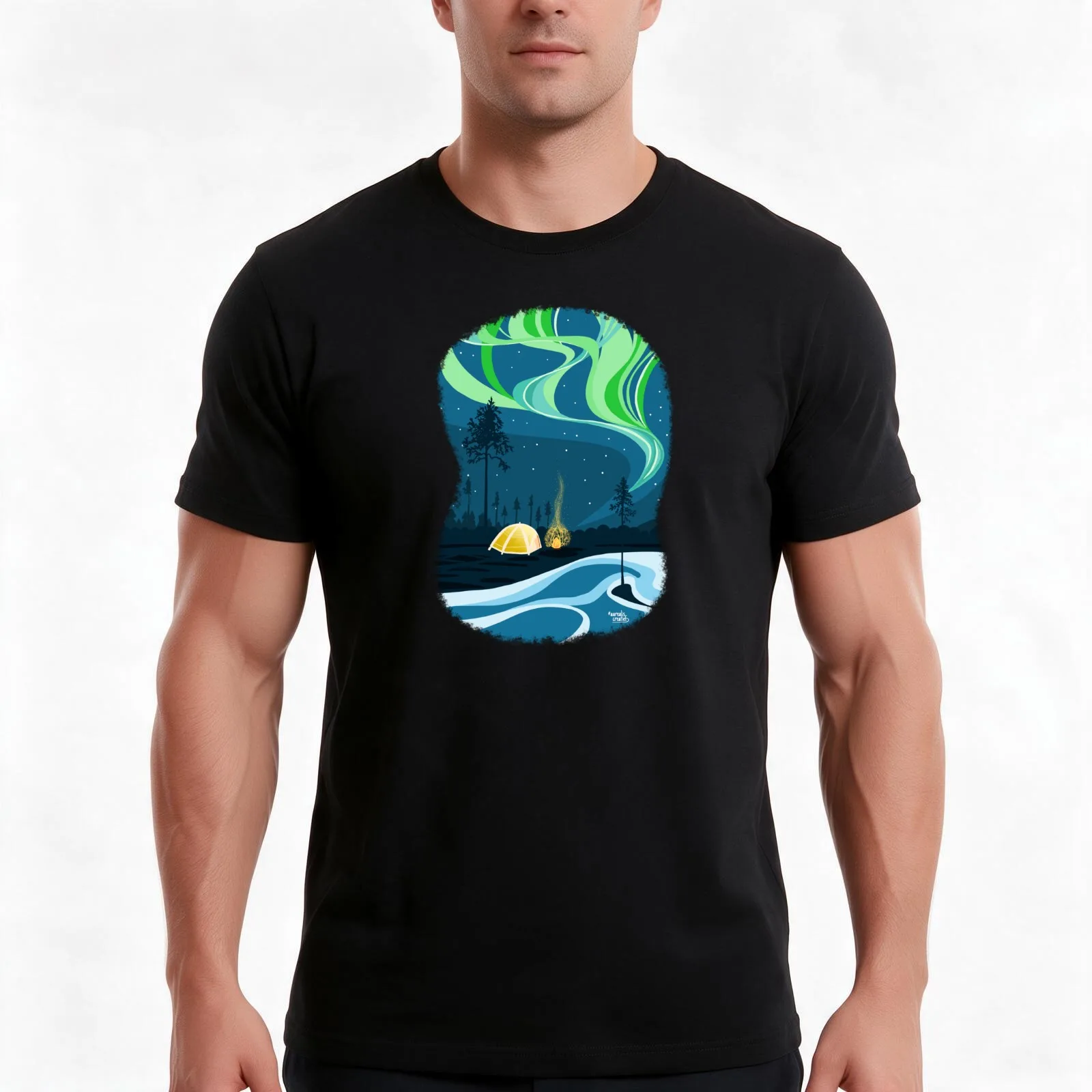 Northern lights pitch T-Shirt Summer Casual Cotton Tee Oversized Streetwear Tops Vintage Graphic Print Unisex Men Women