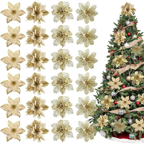 Glitter Christmas Flower Ornaments