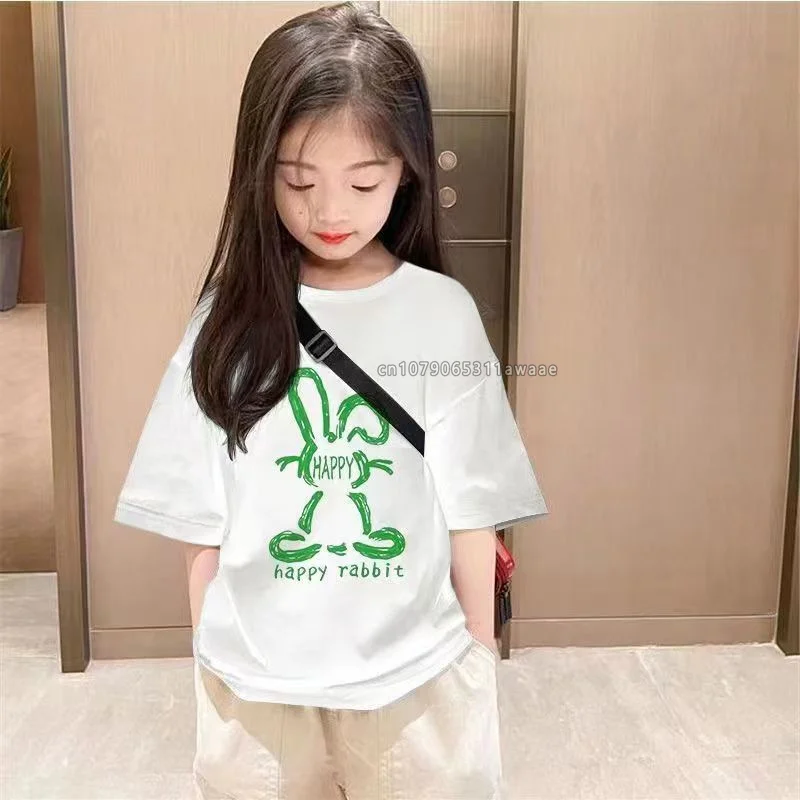 Children Cotton T-shirt Girl's High Quality T Shirt Cartoon Bear Print Kids Tee Summer Short Sleeve Child's Clothing