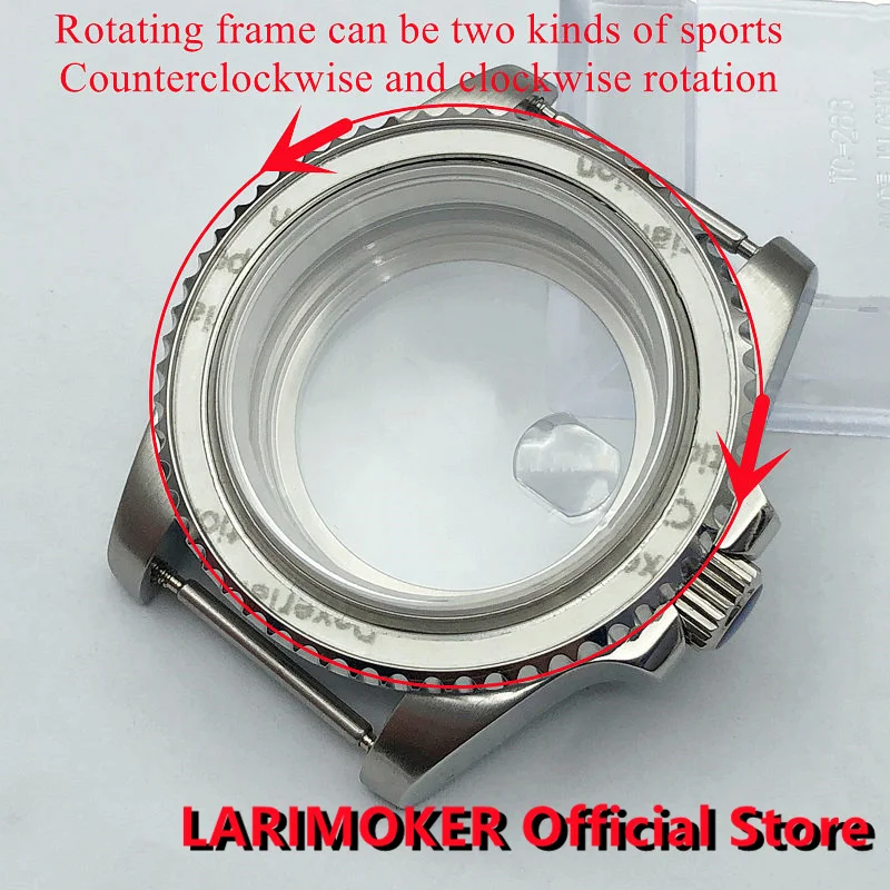 LARIMOKER 40mm Sapphire Glass Silver Submarine Case fit NH35 NH36 PT5000 ETA 28324 2836 MIYOTA8215  Mingzhu 2813 DG3804 Movement