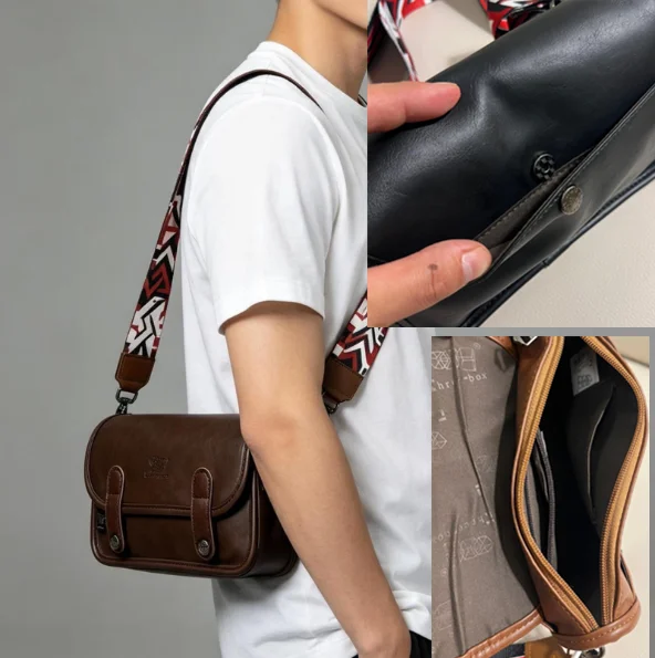 New product crossbody bag, men's small luggage, street trend shoulder bags, fashionable retro men's and women's ribbon backpacks