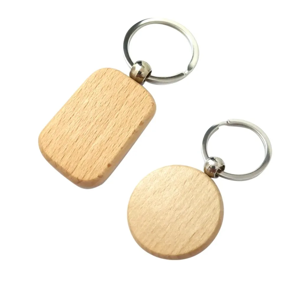 Custom Beech Wood Round Keychain, Personalized Gift