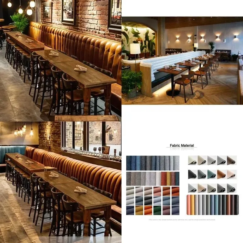 Classic Industrial Leather Dining Chairs Wooden Table Set Restaurant Furniture Wholesale Restoration Style Comfortable Home