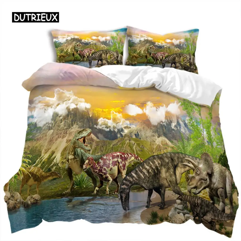 

Duvet Cover Jurassic World Park Dinosaur Twin Double Microfiber Animal Comforter Cover Dinosaur Bedding For Kids Teens Room