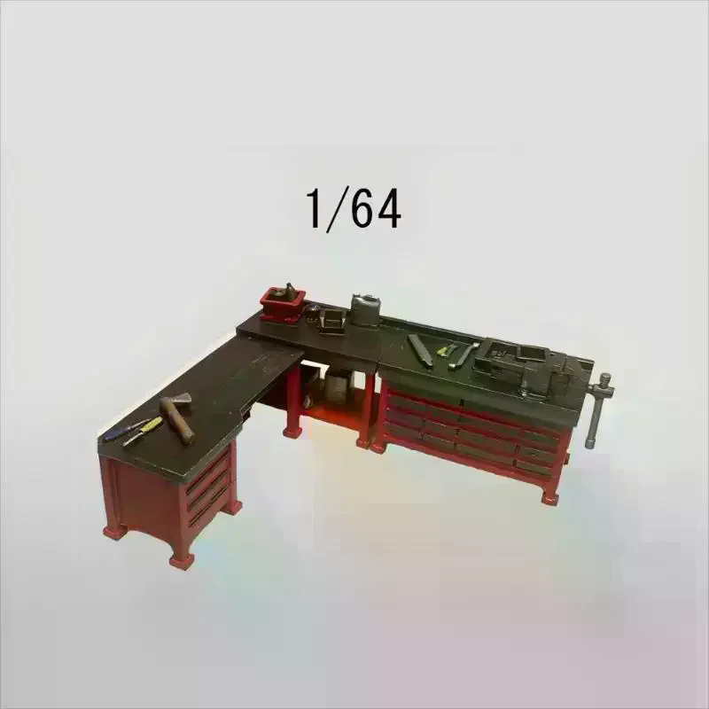 1/64 Diy Car Repair Workbench Model Garage Workshop Scene Display Prop Sand Table Scene Ornaments Collection Gifts