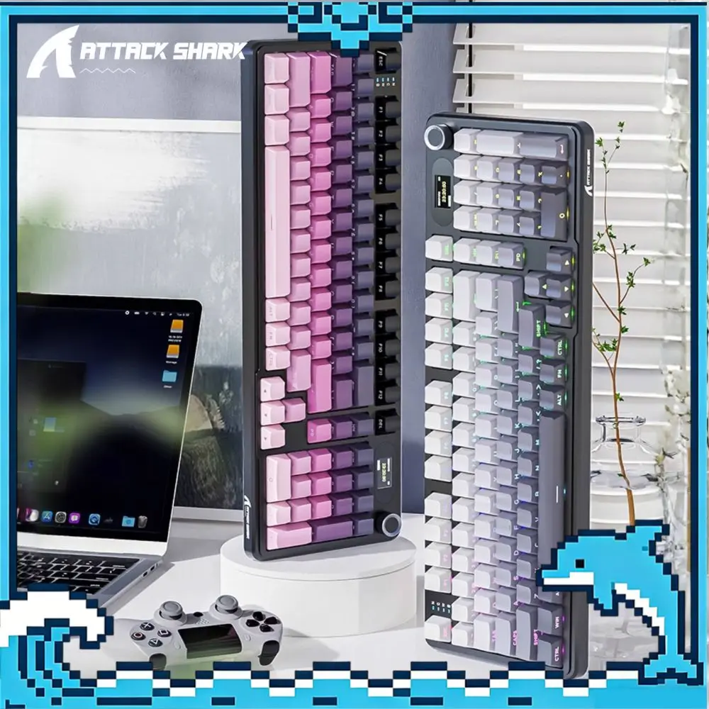 Attack Shark X98Pro Mechanical Keyboard 3-Mode Bluetooth Wireless RGB With TFT Smart Color Screen CNC Knobs Keyboard for Win/Mac