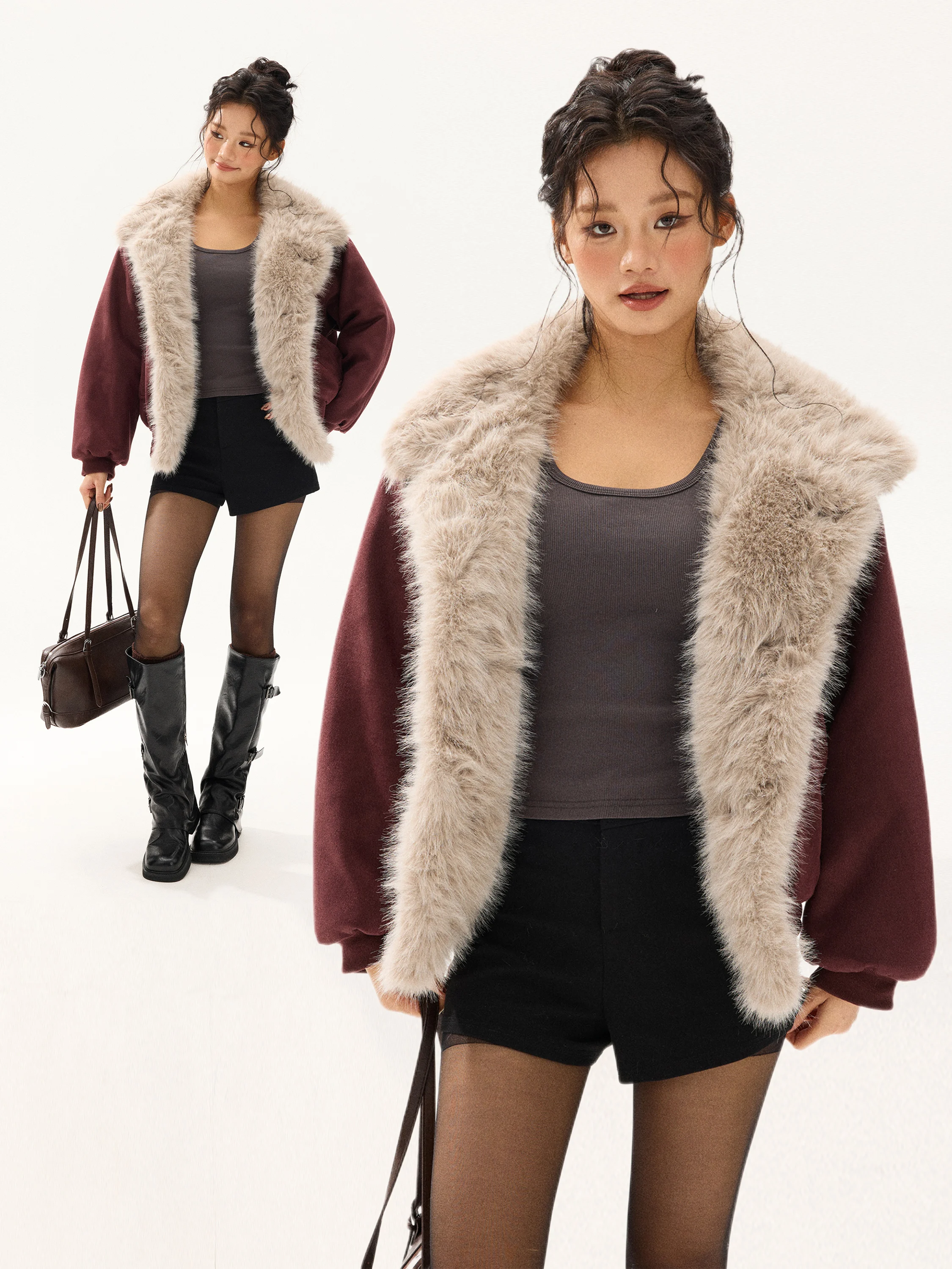 

Free Sonata Retro Deconstructed Mountain Eagle Women's Thiened Cotton Parka Coat with Fur Collar Loose Fit Winter Outerwear