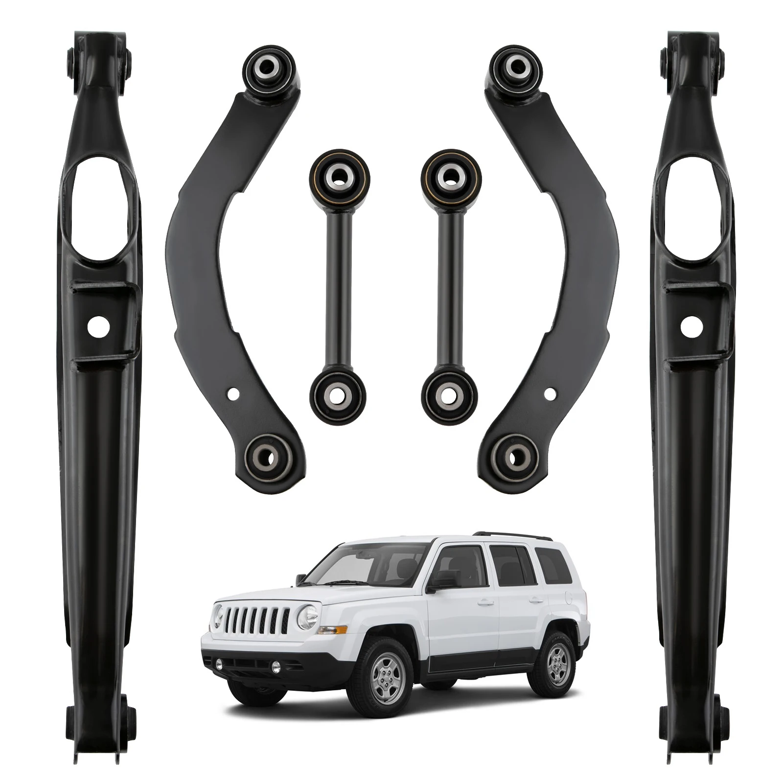 6pcs Rear Upper & Lower Control Arms Rearward Lateral Toe Arm for Caliber 07-12  for Jeep Compass Patriot 2007-17