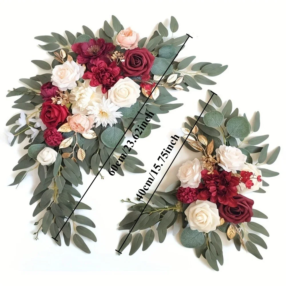 Romantische weiße künstliche Hochzeitsblumen, künstliche Bogenblumen, künstlicher Hochzeitsbogen, Blumen-Set, Hochzeit, Willkommensschild, Dekor – Detail 30