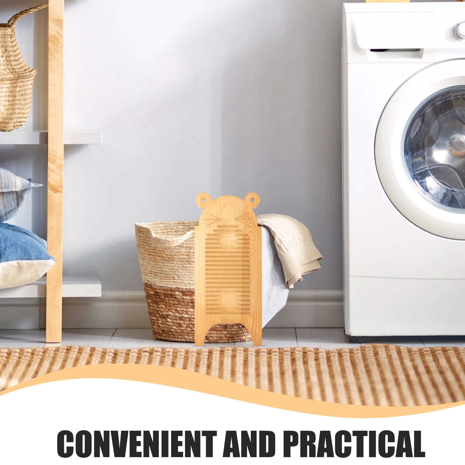 

Portable Wood Washboard For Clothes Laundry Manual Cleaning Board, Ergonomic Lightweight Travel Washing Tool For Shirts Home