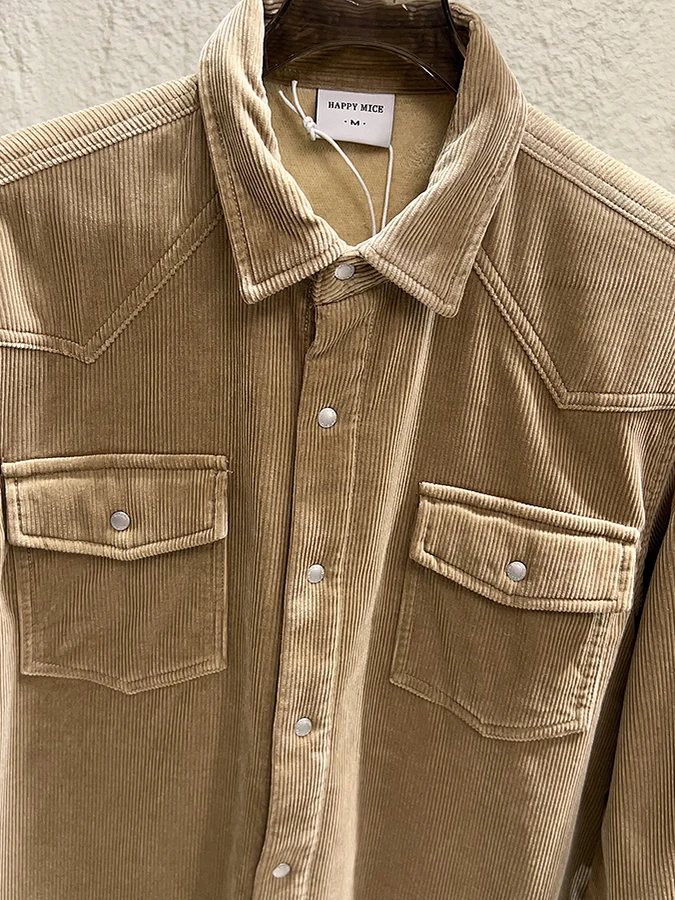 Outstanding Quality Fleece Lined Thickened Men's American Retro Corduroy Casual Shirt Jacket Fashionable Autumn Winter Wear