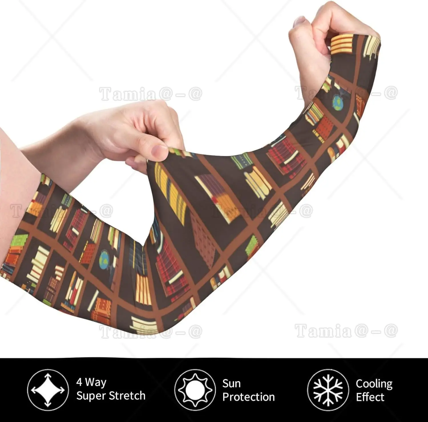 Funny Arm Sleeves Books Arm Cover Library Cooling Arm Sleeves for Sports Hiking Outdoor