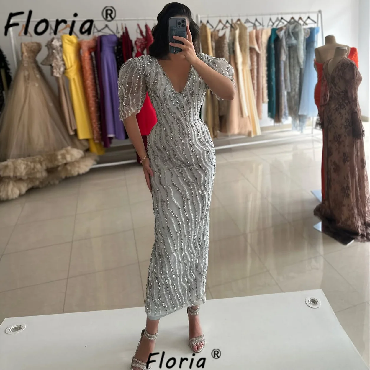 

Delicate Beaded Sequined Mermaid Evening Dress Silver Crystal Prom Dress Formal Celebrity Party Gowns 2025 Robe de Soiree Femme