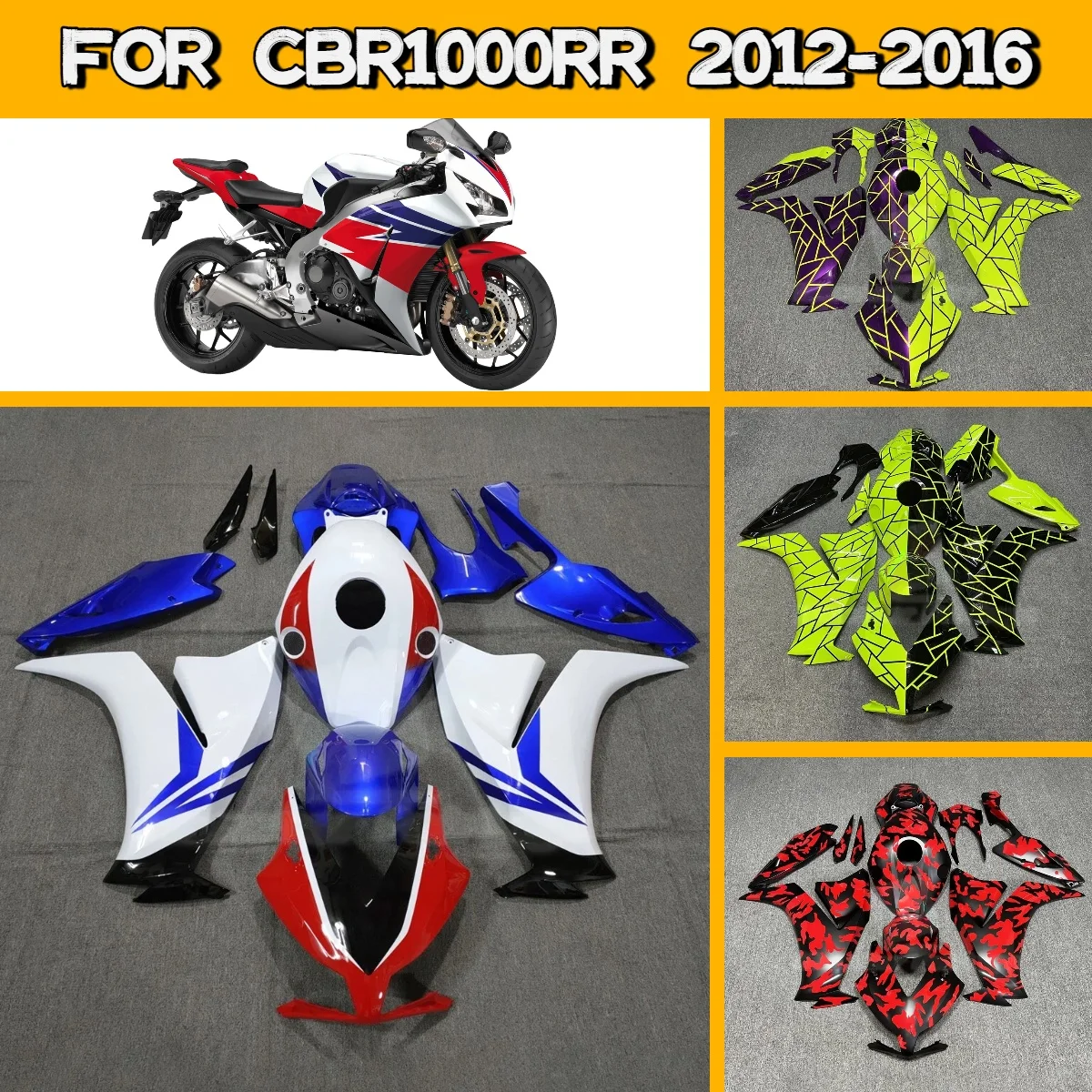 

Комплект пластиковых обтекателей для мотоцикла Honda CBR 1000RR 2012-2016 годов выпуска, изготовленный методом литья под давлением, уникальный дизайн обтекателей CBR1000RR 12-16