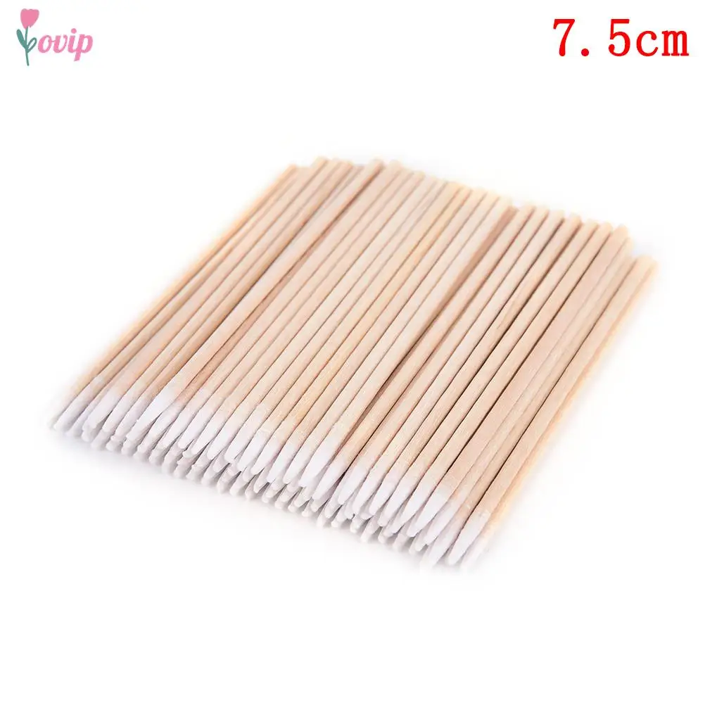 Hisopo de algodón limpio para uso médico, bastoncillos de madera para la cabeza de 7,5 cm/10cm, hisopo de algodón de 100 piezas, maquillaje para la