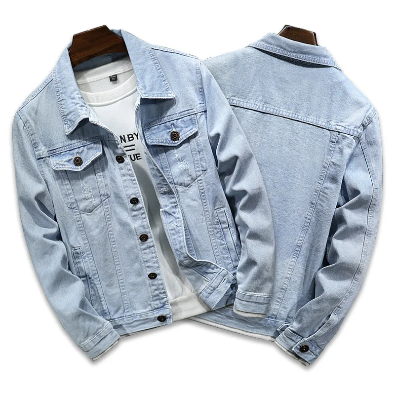 

Mens Retro Denim Coat Autumn Jacket Turn Down Collar Hip Hop Streetwear Casual Multiple Pocket Outerwear
