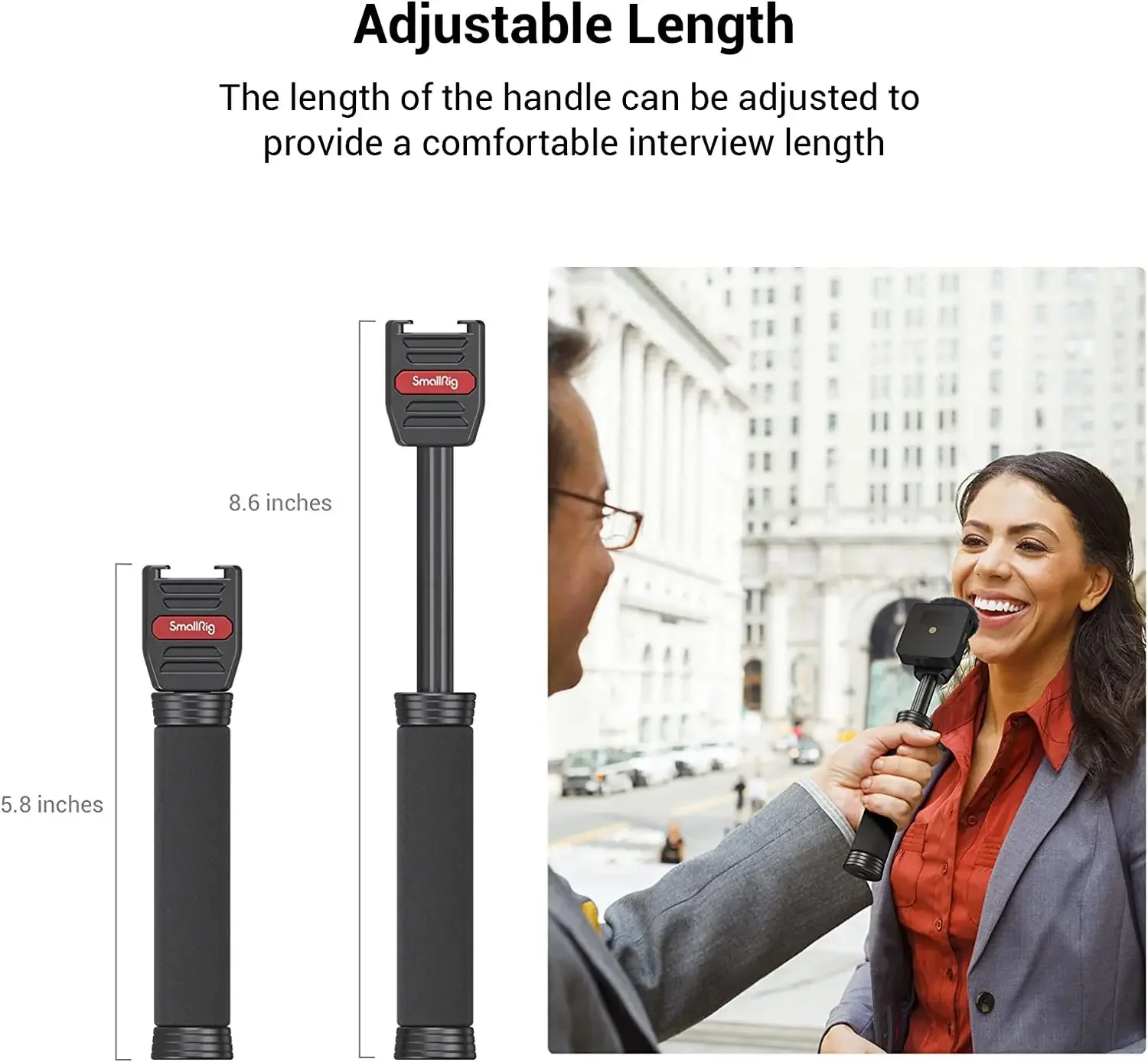 Ручка микрофона для интервью Smallrig, растягивающаяся ручка микрофона -3182