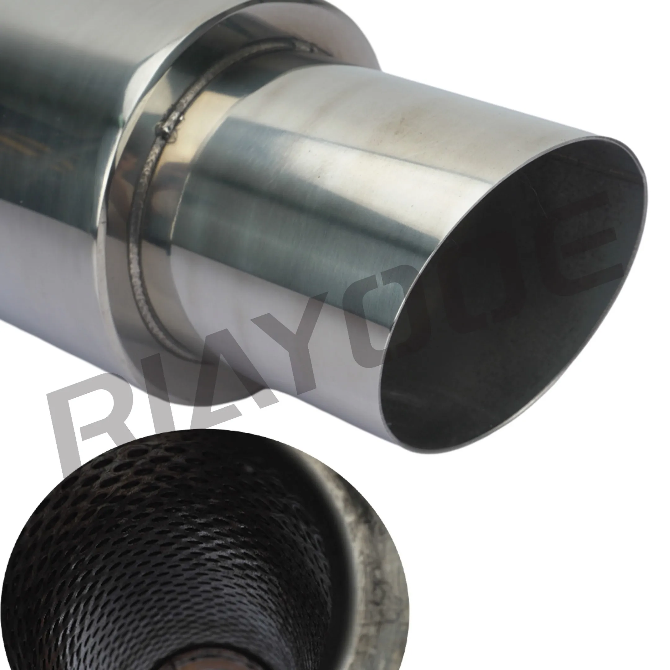 2'' to 3''4'' Car Exhaust Muffler Pipe Universal Turbo Sound Boost Exhaust System Stainless Steel Exhaust Pipe Muffler Tail