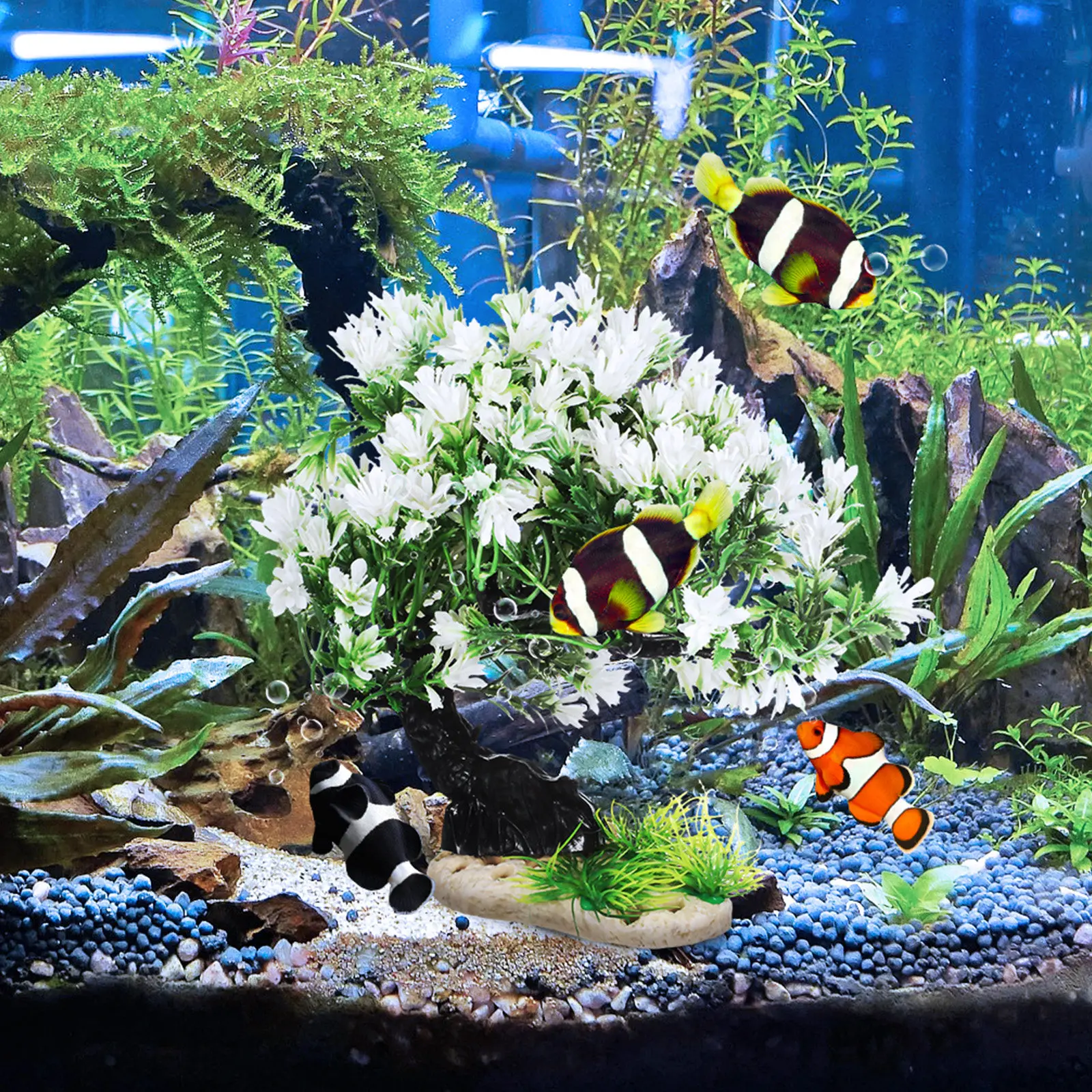 Planted Aquarium Freshwater - Artificial Aquarium Plants Plastic Tree Decor