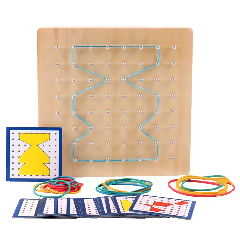 Pegboard Geometric Shape Learning Tools Math Educational Toys Wooden Creative Geoboard Kids Mathematics Nail