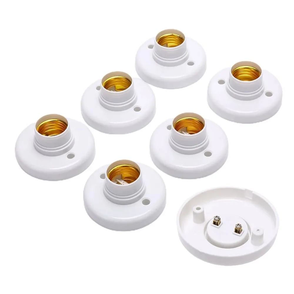 

6pcs E27 Standard Light Bulb Screw Cap Socket Base, Ceiling Mount Hardwired Lamp Holder Adapter, 85V-265V Operating Voltage