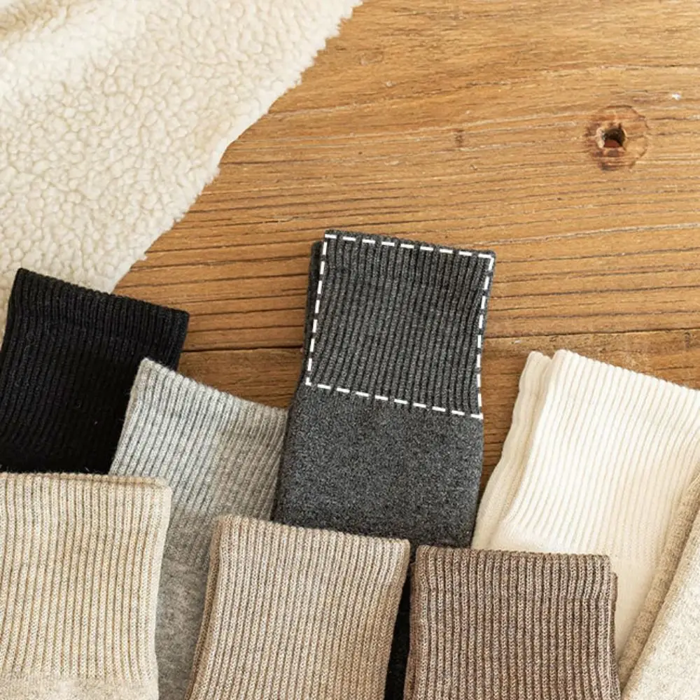 แฟชั่นผ้าฝ้ายเข่าสูงถุงเท้าสีทึบหนากว่าเข่าถุงเท้า JK Lolita เท้าอุ่นฤดูใบไม้ร่วงฤดูหนาว