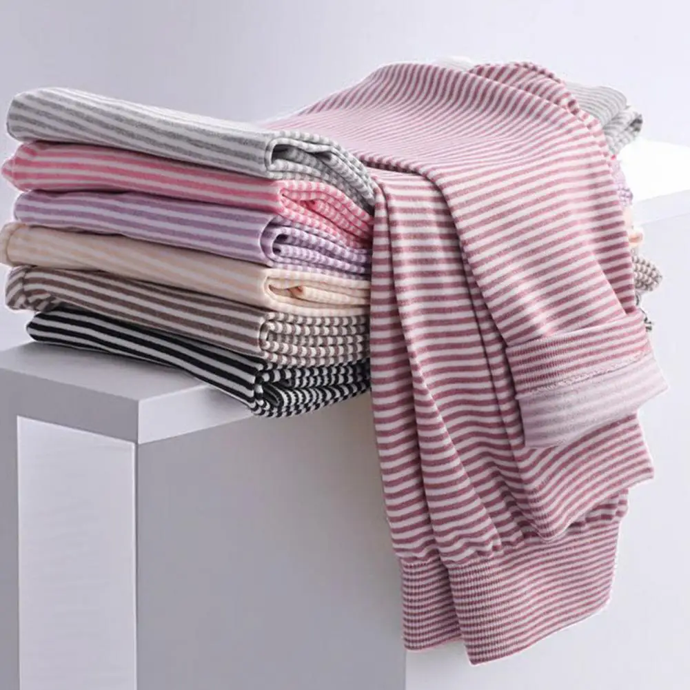 

2025 Autumn Women Sleeping Pants Elastic High Waist Striped Print Long Pants Triangle Seamless Pajama Bottoms Nightwear Pants