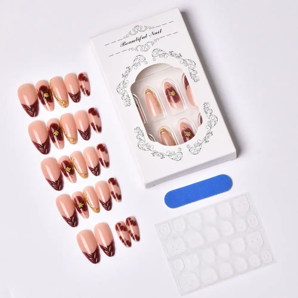 24/30 قطعة الحصان السنة القوس مسمار الزينة الأحمر سلسلة الراين السنة الجديدة الأظافر كاذبة Bowknot اللؤلؤ ثلاثية الأبعاد مسمار الفن التدريبات #4