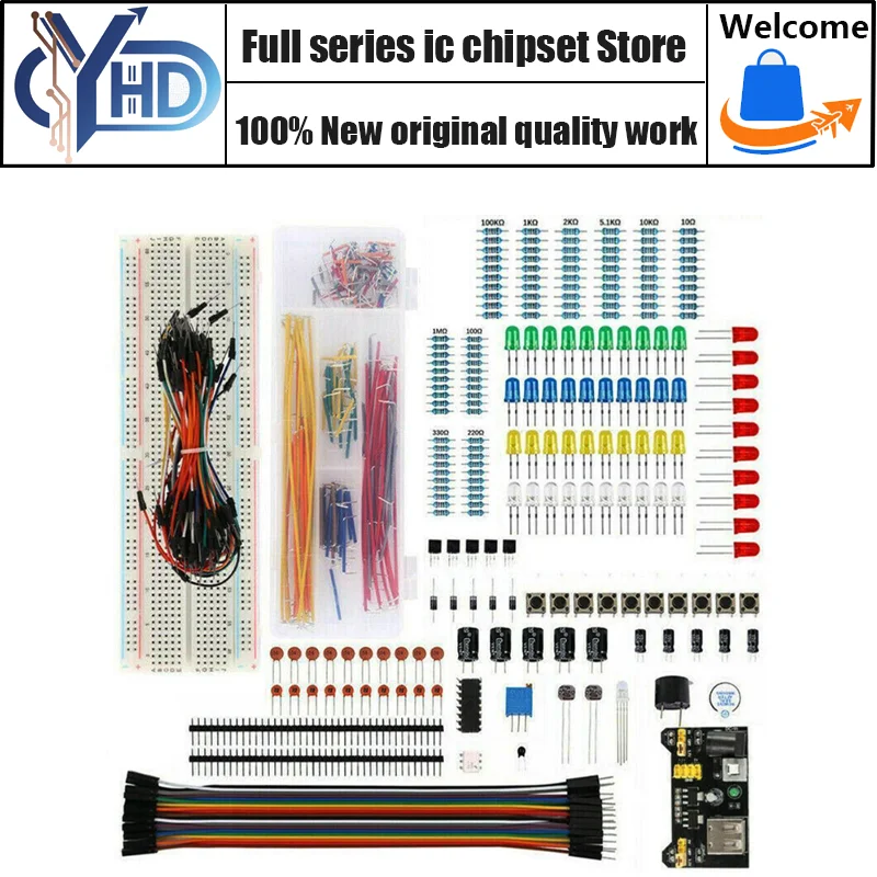 Elektronische componenten Elektrolytische condensatorweerstand led 830-gaats broodplankkit MB-102 voor UNO Component Kit Beginner Starter