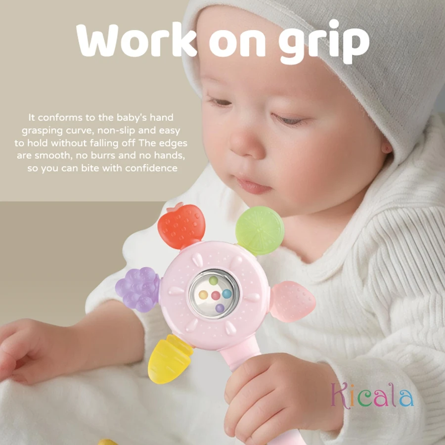 Zabawki Montessori dla niemowląt 0-12 miesięcy, zabawki edukacyjne dla rozwoju dziecka, grzechotki, gryzaki, piłka do chwytania, zabawki sensoryczne z owocami dla niemowląt, prezent