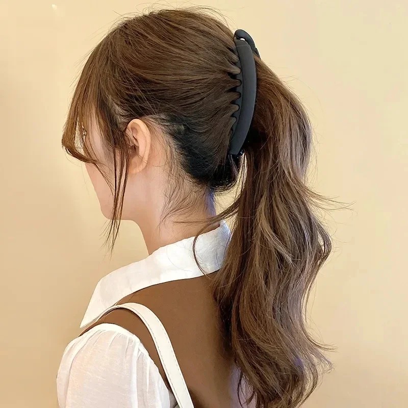 Fashion Large Banana Hair Clips Solid Color Frosted Hair Claws Classic Women Non-Slip Ponytail Barrettes Hairpins For Fine Hairs