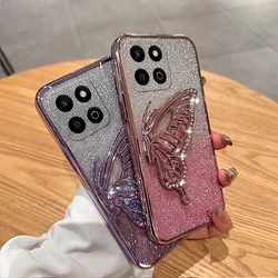 Case for Honor X7C smart 200 honor Luxury Glitter Butterfly Holder Case For Honor 200 Smart X6B 7c x 6b Soft Back Cover