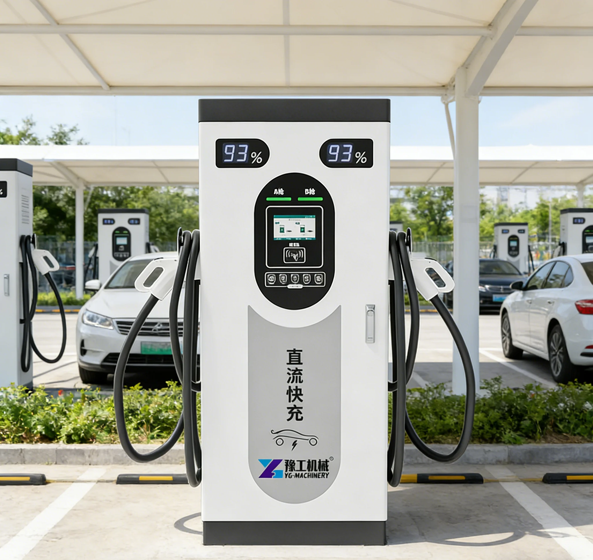 EV Charging Station DC Fast Charger 30kW 40kW Floor Mounted Electric Vehicle Charger With Digital Display For Convenience Store