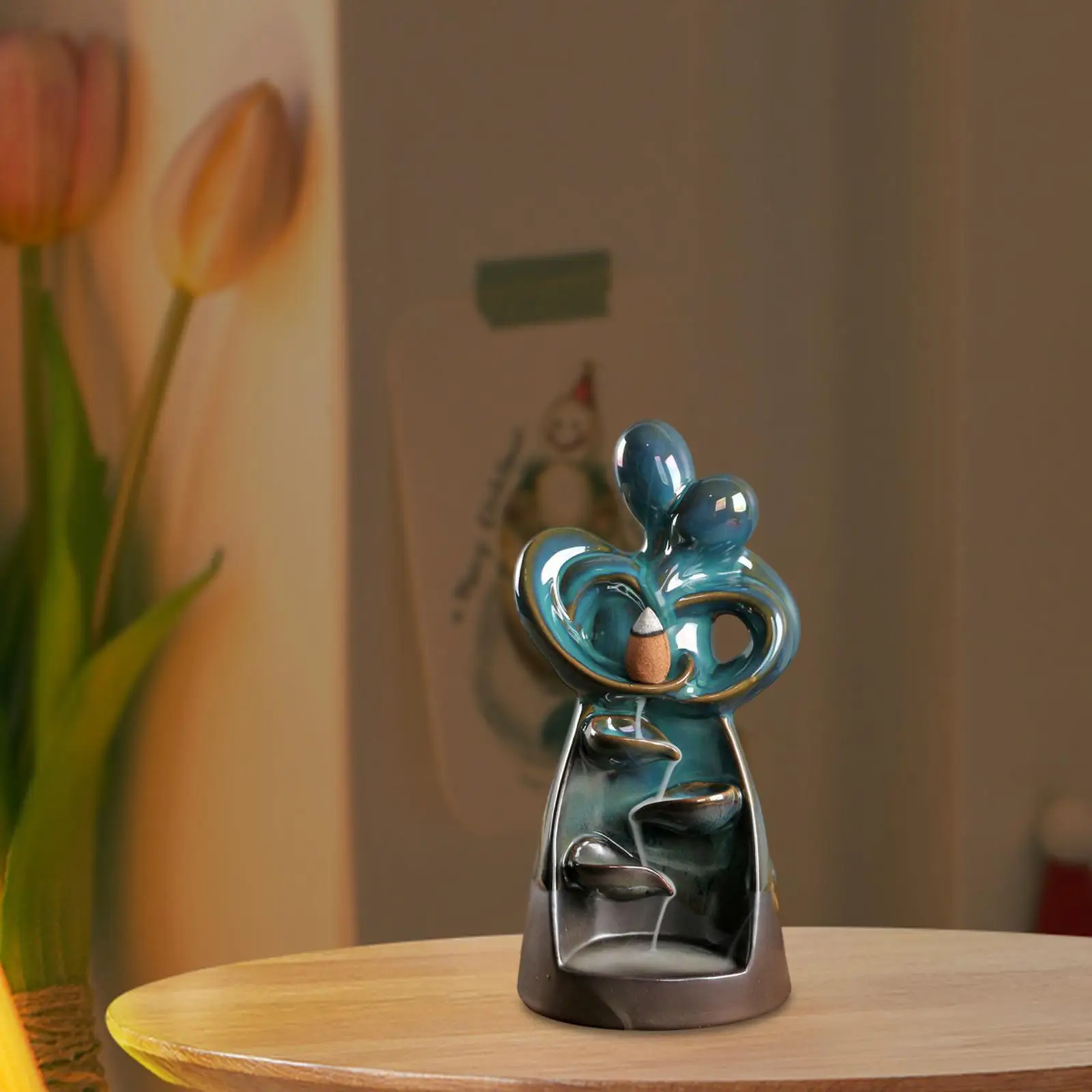 Waterfall Incense Holder Dining Room Accent Backflow Incense Burner Hugging Lover for Office Housewarming Fireplace Bedroom Yoga