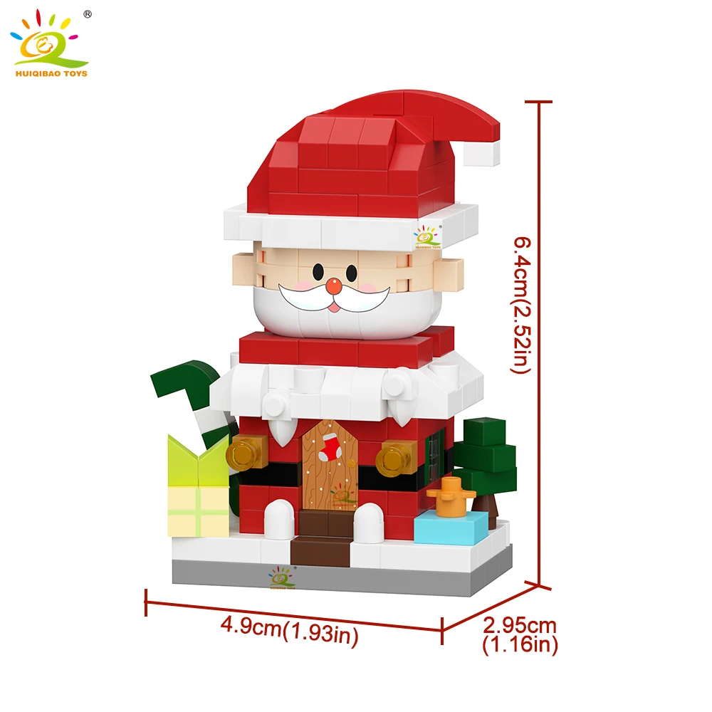 HUIQIBAO Weihnachts-Mini-Bausteine Weihnachtsmann Schneemann Weihnachtsbaum Haus Bausteine Set DIY Tischdekoration Kinder Weihnachtsdekoration Geschenk – Detail 5