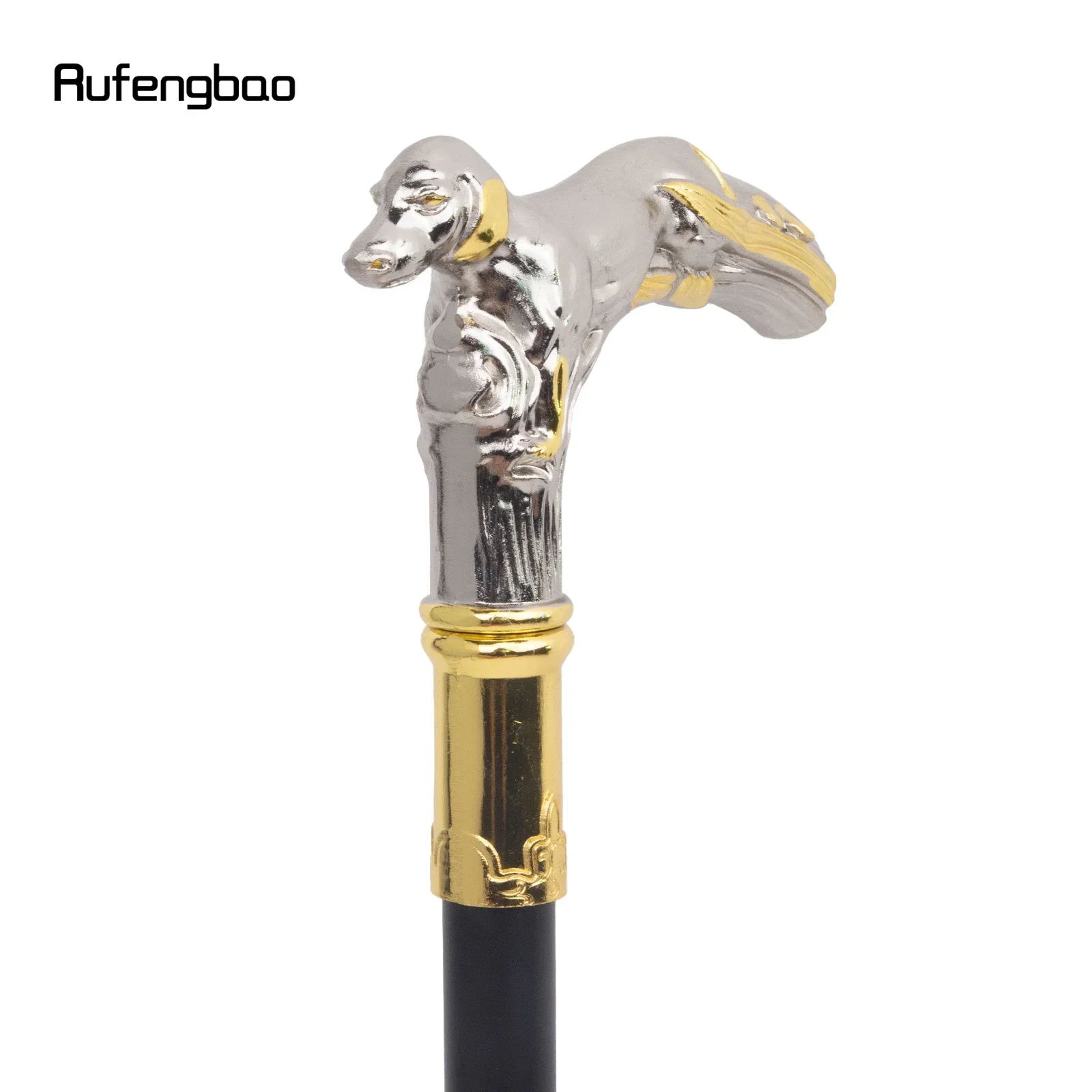 الذهبي الأبيض الكلب الفاخرة نمط عصا للمشي حفلة موضة أنيقة عصا للمشي الزخرفية Cospaly قصب مقبض Crosier 88 سنتيمتر #3