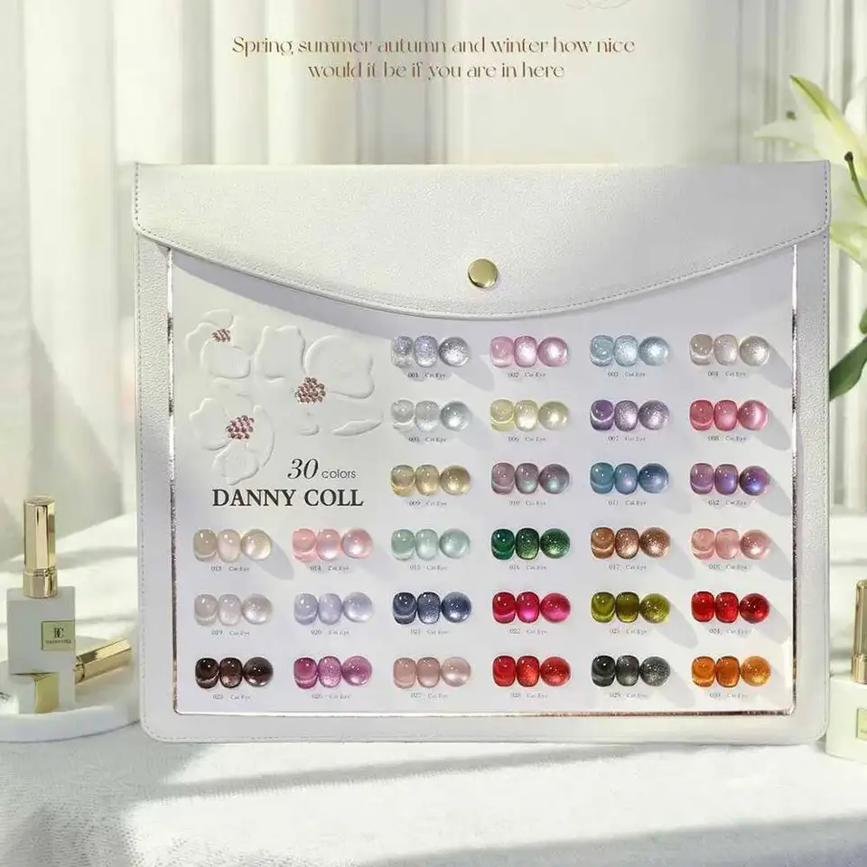 Set de esmaltes en gel efecto ojo de gato con imán, colección nueva, incluye display gratis, 30 piezas de 15 ml, acabado magnético 9D 2
