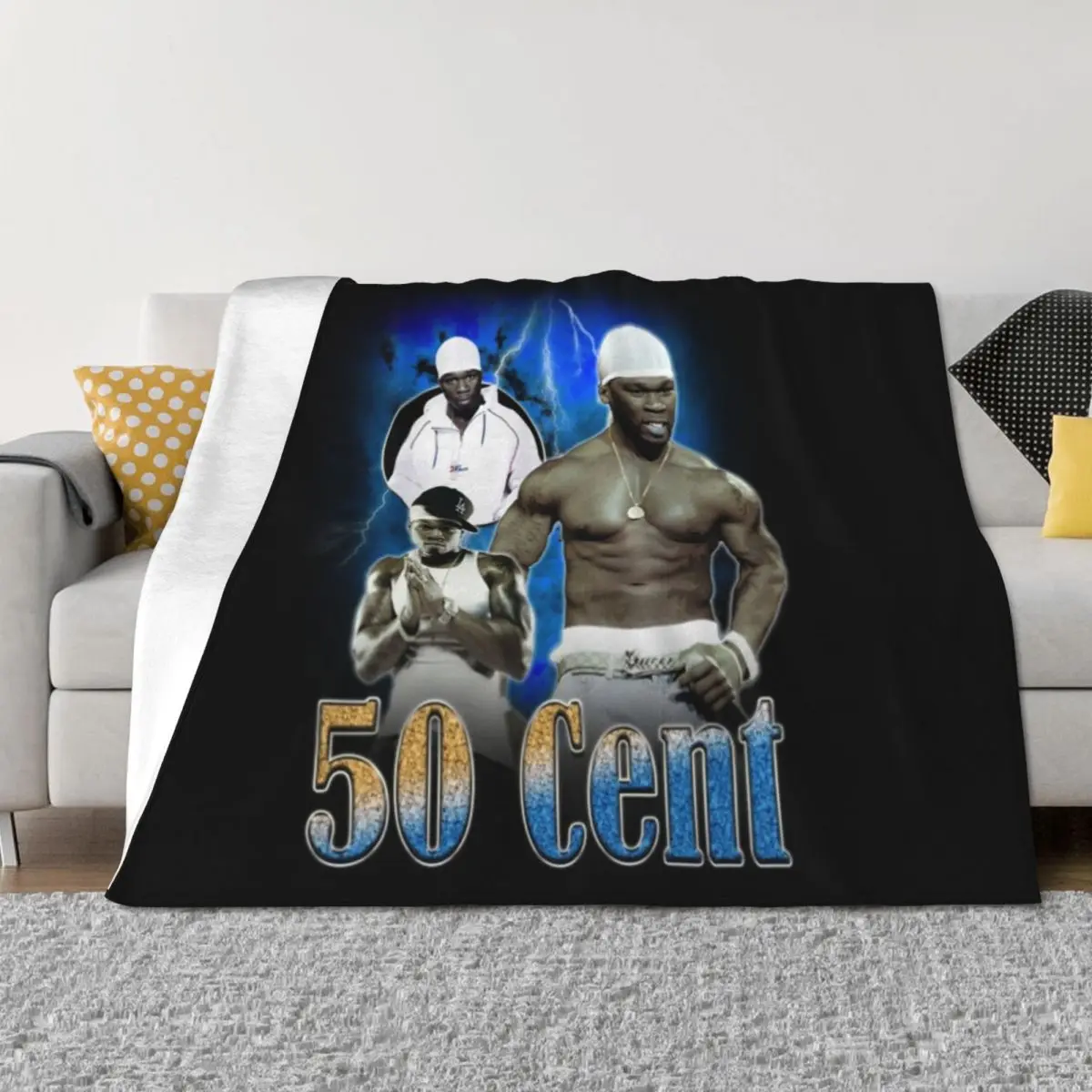 

50 Cent Throw Blanket blankets ands Bed linens Furry funny gift Blankets