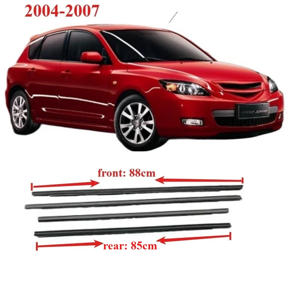 4 Pcs Color Different Hatchback Only Black Outside Windows Glass Rubber for Mazda 3 2004-2007 Weatherstrip Seal BP4K-50-660G