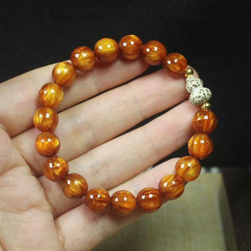 Silk Sea Willow 10mm Beads Bracelet Resin Sea Willow Star Moon Gourd Rosary Bracelet Men and Women Temperament Crafts Gift