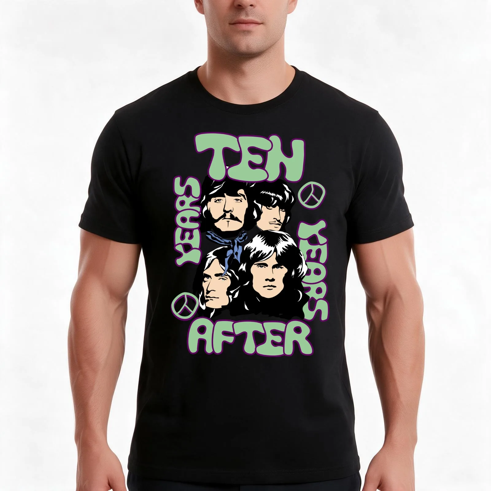 Ten Years After T-Shirt, Summer Casual Cotton Tee, Oversized Streetwear Tops, Vintage Graphic Print, Loose Fit Short Sleeve