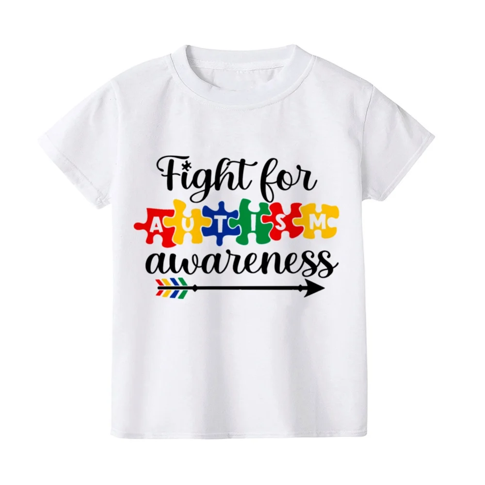 

Autism Awareness Children's T-Shirt Summer Loose Boys Girls Short Sleeve Tees Care for Autistic T-Shirt Tops Children's Clothing