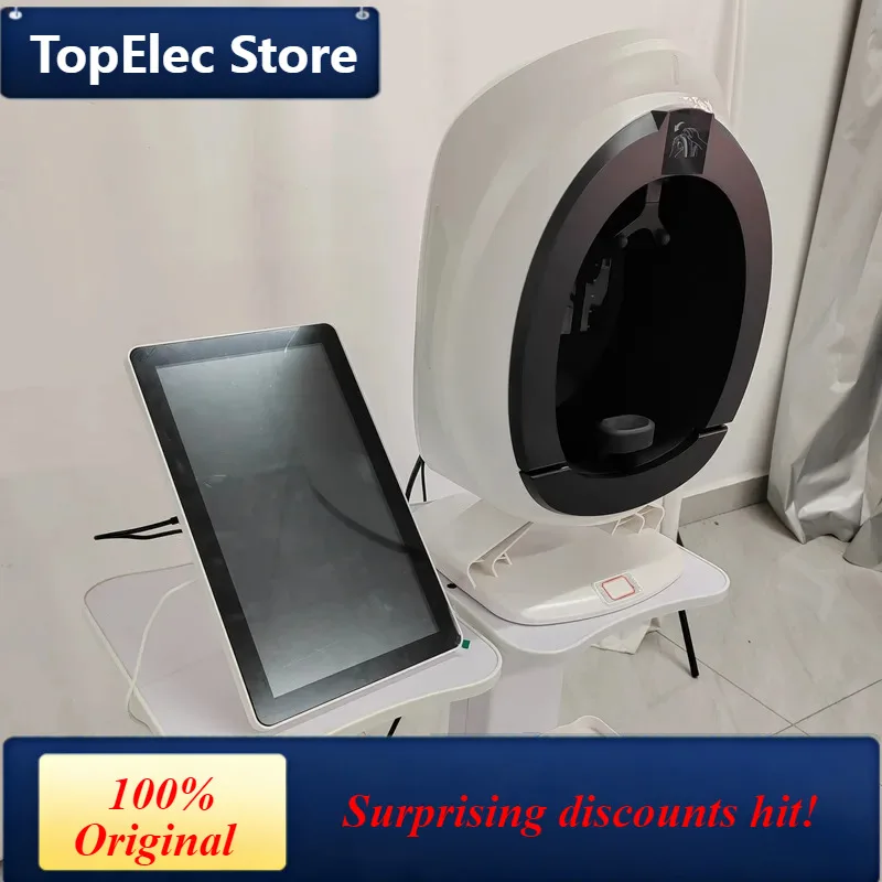 TopElec New 3D Facial Skin Analyzer Machine, 15.6 Inch Skin Analyzer, Facial Machine, 8 Light Spectrum Skin Analysis Scanner
