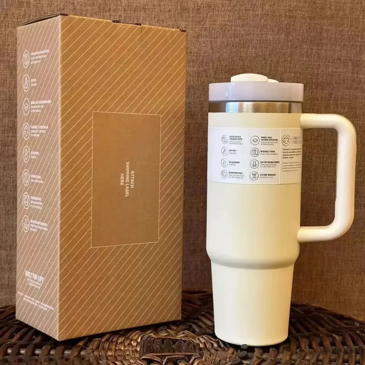 30oz 40oz Vacuum Insulated Car Mug For Stanley Double Wall Thermal Iced Travel Cup and Tumbler Straw Lid Stainless Steel